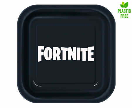 Talerzyki papierowe "Fortnite", 18 cm, 8 szt. (plastic-free)