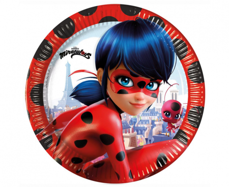 Talerzyki papierowe Miraculous Ladybug (ZAG), 23cm, 8 szt. (plastic-free)