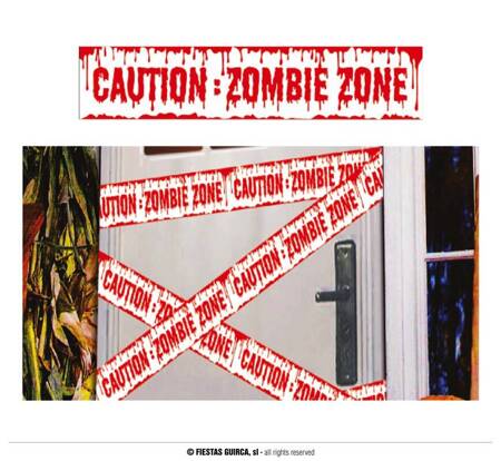 Taśma policyjna Caution!Zombie Zone 6m.