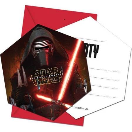 Zaproszenie Star Wars The Force Awaknes, 6szt